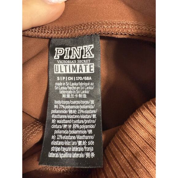 Victoria’s Secret PINK Ultimate Leggings Brown Metallic Stripe Size S - Picture 5 of 6